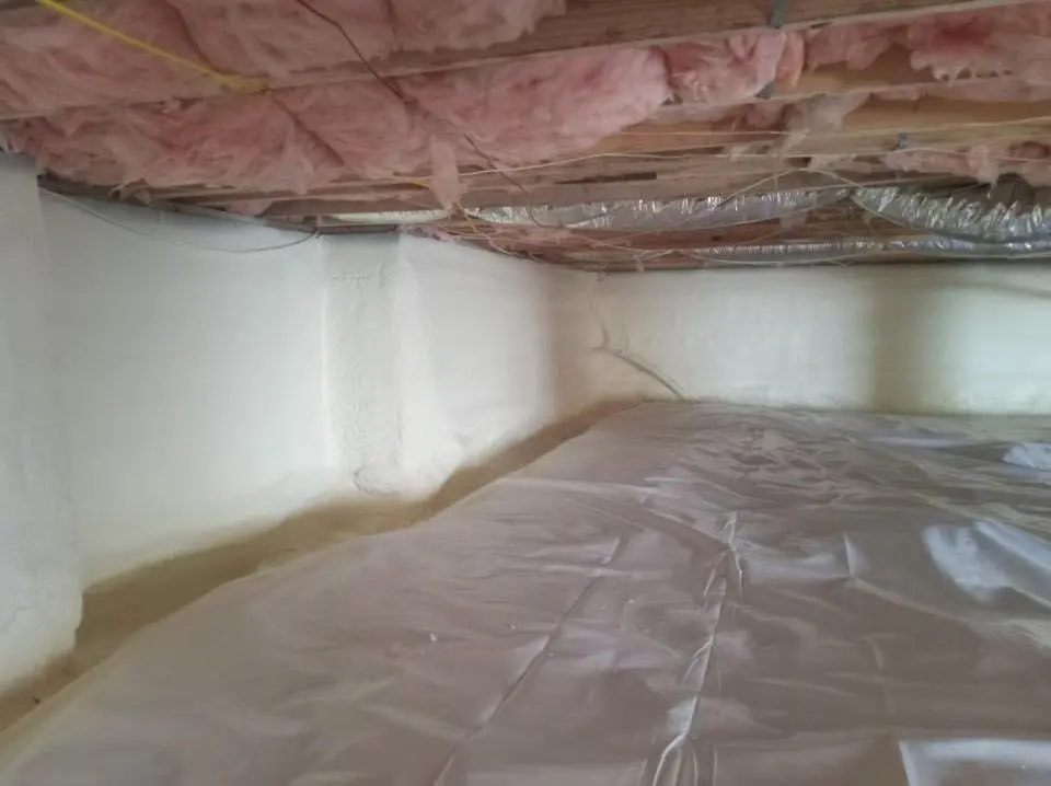 Crawl space encapsulation with closed-cell spray foam for Roof Leak Repair in Uxbridge